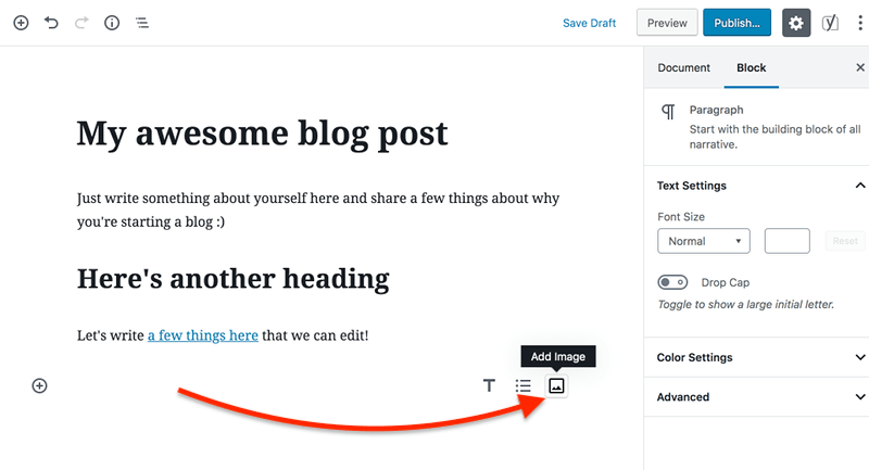 How-to-write-your-first-blog-post-in-Wordpress-How-to-add-an-image