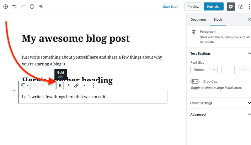 How-to-write-your-first-blog-post-in-Wordpress-How-to-format-paragraphs-and-text