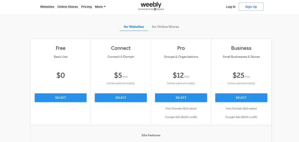 best-web-design-software-weebly-pricing